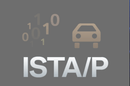 ISTA-P 3.75.0.400 Download – Grafisches Logo mit binären Zahlen und Auto-Symbol.