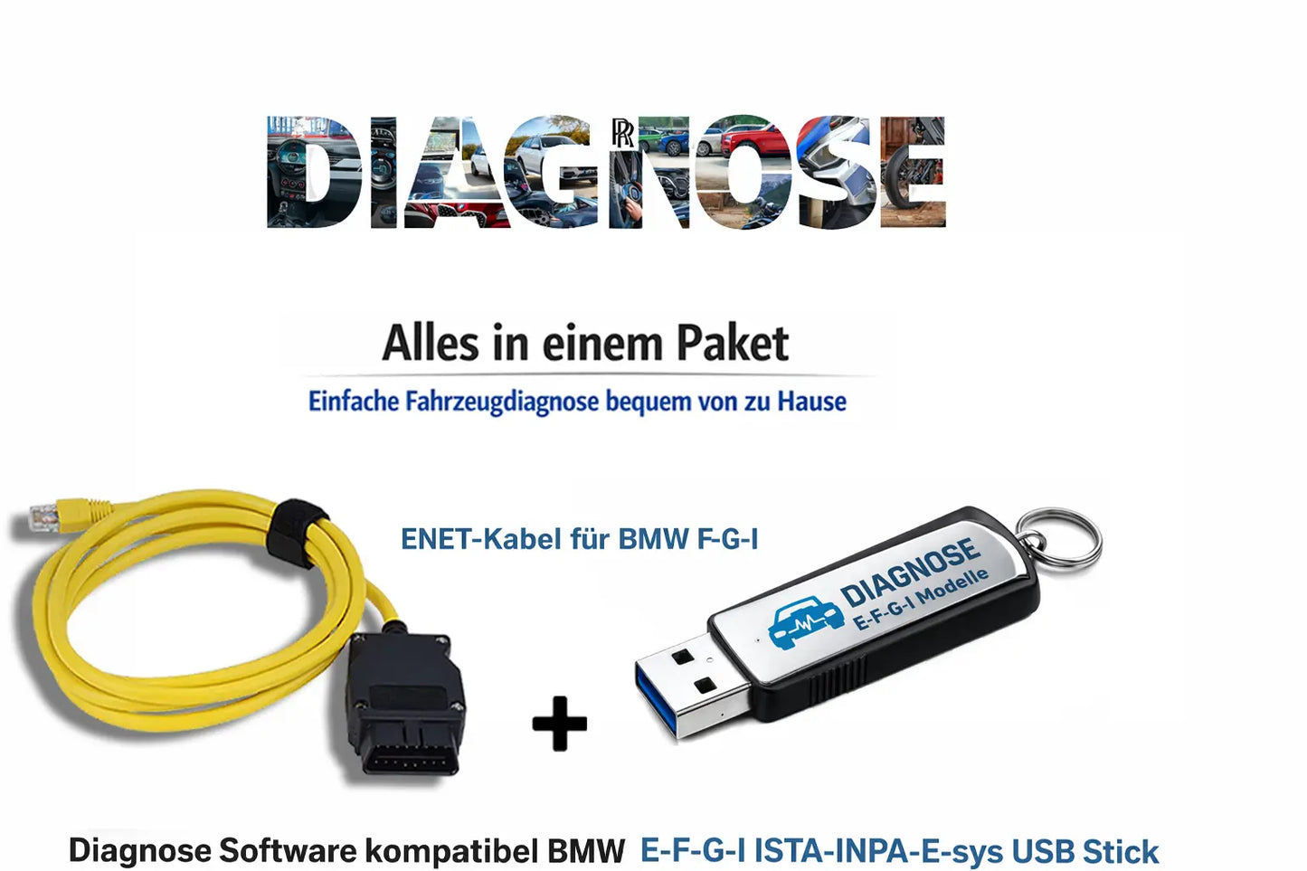 BMW ISTA Diagnose-USB-Stick für BMW E-, F-, G- & I-Modelle – kompatibel mit ISTA+, INPA & E-Sys | inkl. ENET-Kabel für F/G/I modelle Bimmerprodiagnose
